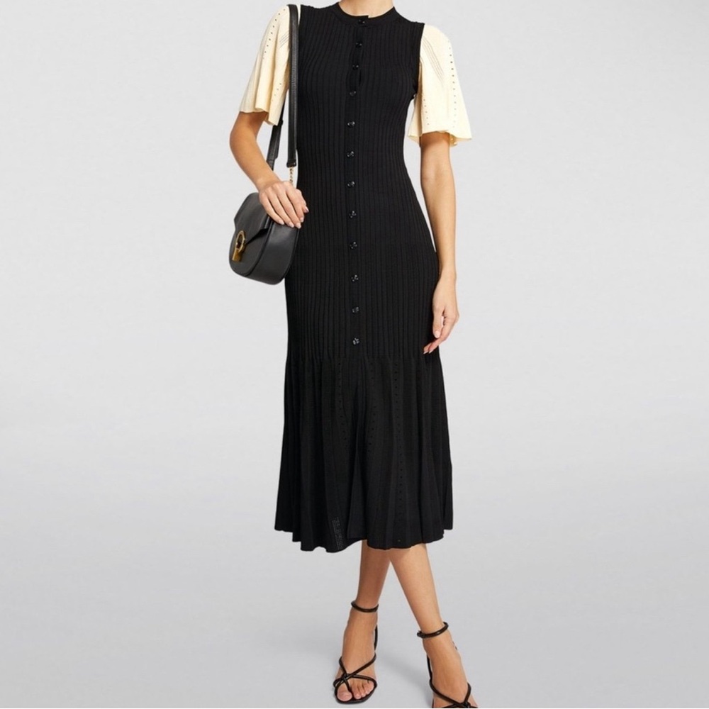 SANDRO RIBBED MIDI DRESS